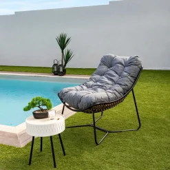 Cadeirão RELAX bubble em metal e rattan com almofada