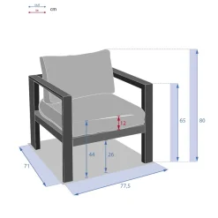 Cadeirão ÉVASION cinza graphite com braços