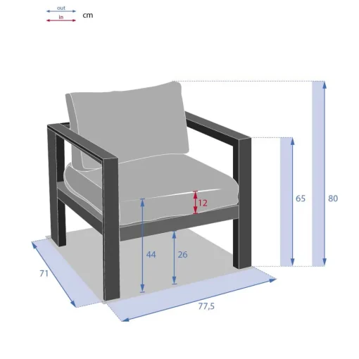 Cadeirão ÉVASION cinza graphite com braços