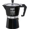 Cafeteira preta decorada em metal 350ml