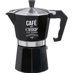 Cafeteira preta decorada em metal 350ml