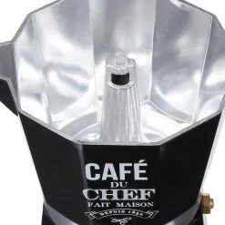 Cafeteira preta decorada em metal 350ml
