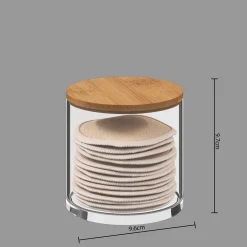 Caixa com discos reutilizáveis em algodão