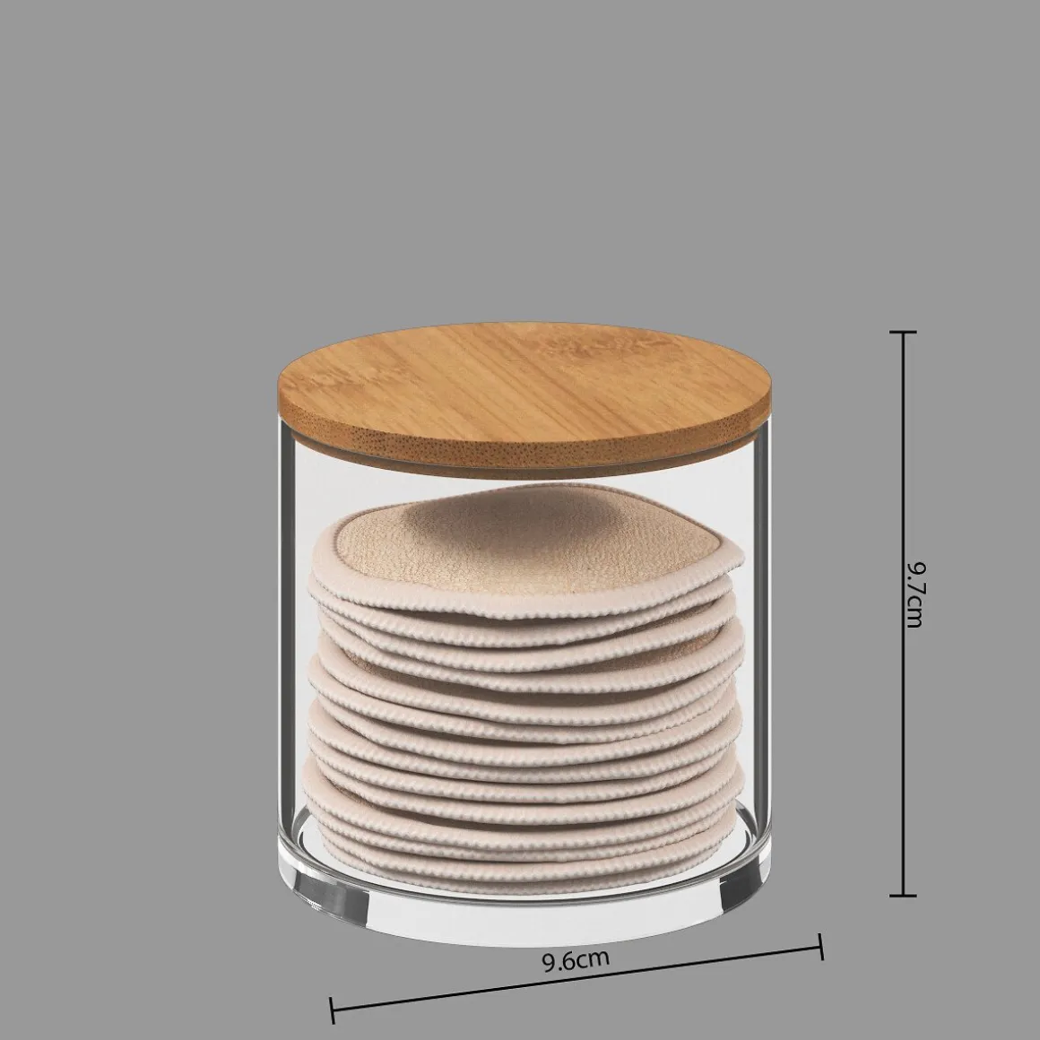 Caixa com discos reutilizáveis em algodão