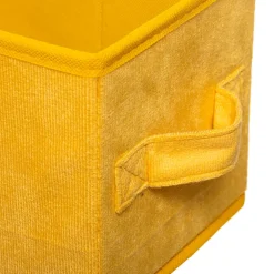 Caixa de arrumação amarelo veludo