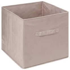 Caixa de arrumação bege em veludo 31x31cm