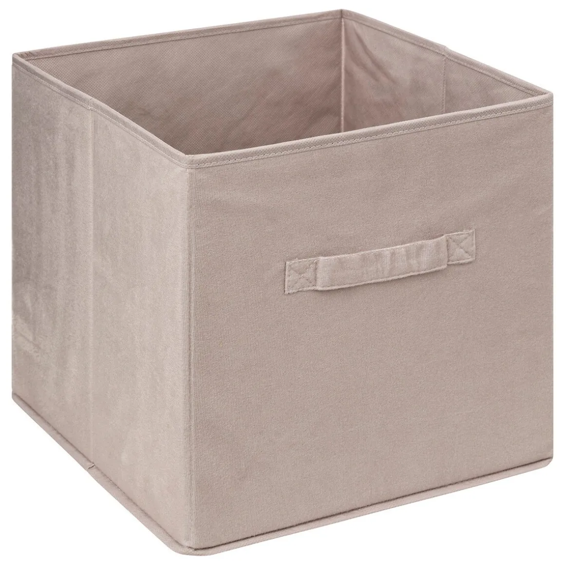 Caixa de arrumação bege em veludo 31x31cm