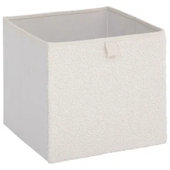 Caixa de arrumação branco em bouclé 31x31cm