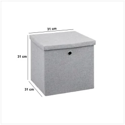 Caixa de arrumação cinza 31x31cm