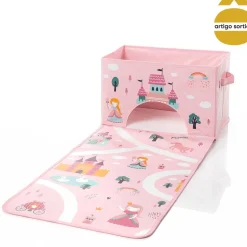 Caixa de arrumação com tapete de atividade 38x2,5x25cm