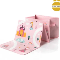 Caixa de arrumação com tapete de atividade 38x2,5x25cm