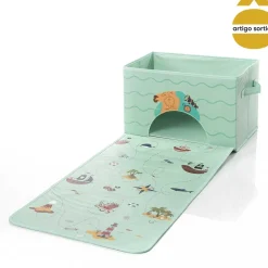 Caixa de arrumação com tapete de atividade 38x2,5x25cm