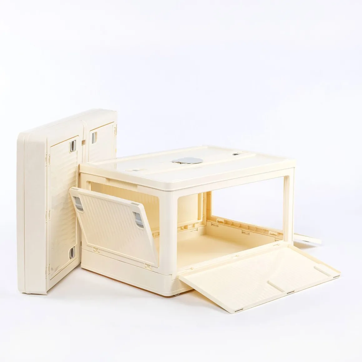 Caixa de arrumação dobrável creme com tampa 27,5x47,5cm