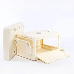 Caixa de arrumação dobrável creme com tampa 31x54,5cm