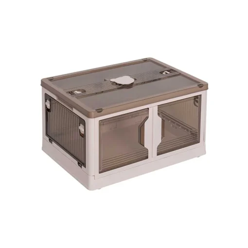 Caixa de arrumação dobrável transparente com tampa 27,5x47,5cm