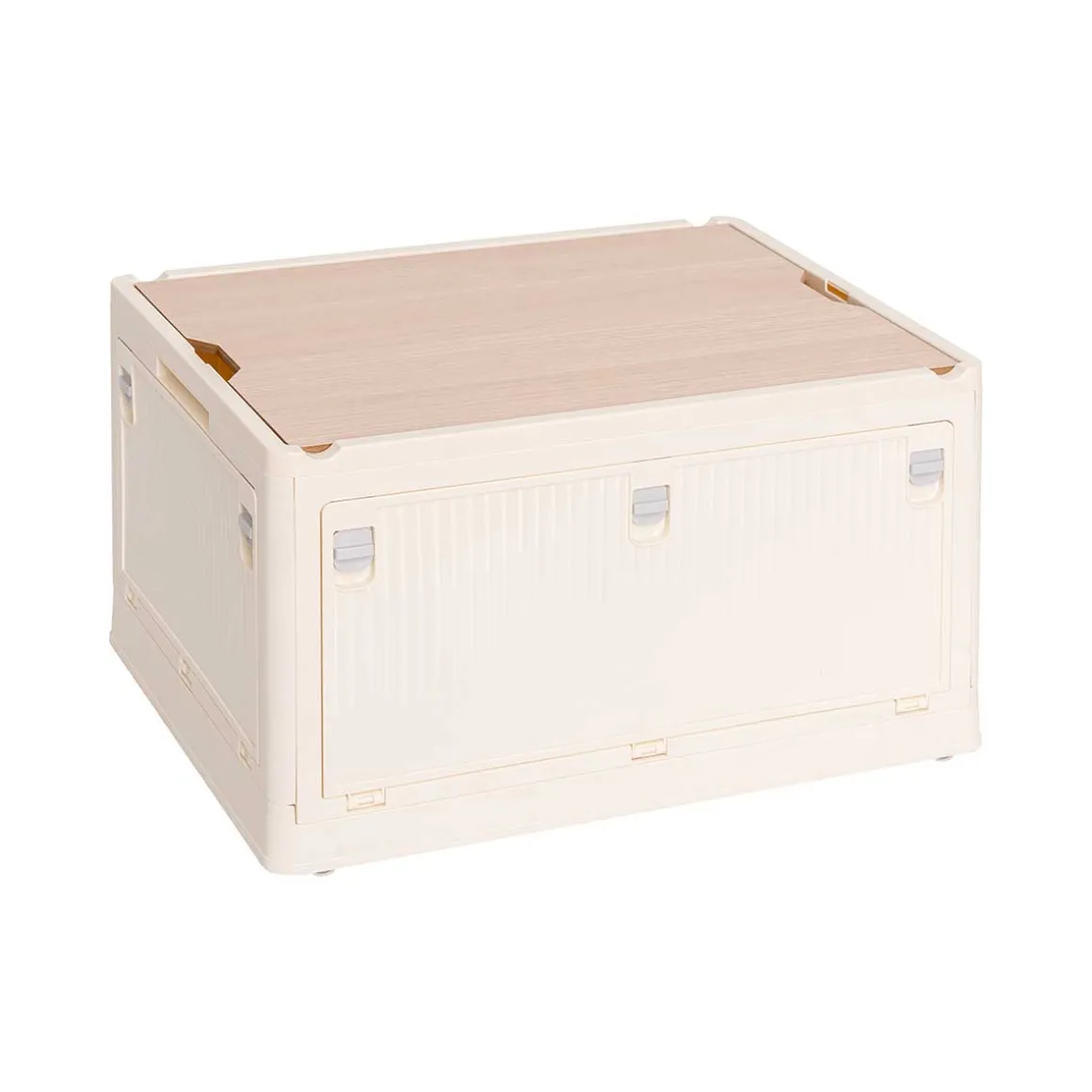 Caixa de arrumação dobrável creme com tampa mdf 31x54,5cm