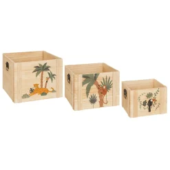 Caixa de arrumação JUNGLE bege em mdf 25x25cm
