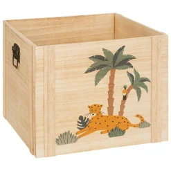 Caixa de arrumação JUNGLE bege em mdf 34x34cm
