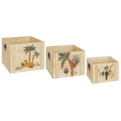 Caixa de arrumação JUNGLE bege em mdf 34x34cm