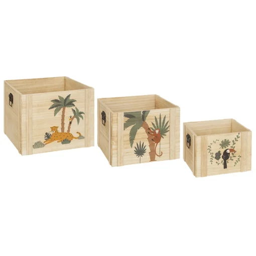 Caixa de arrumação JUNGLE bege em mdf 34x34cm