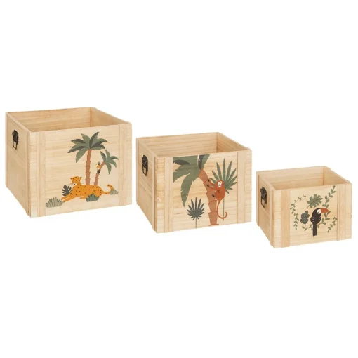 Caixa de arrumação JUNGLE bege em mdf 30x30cm
