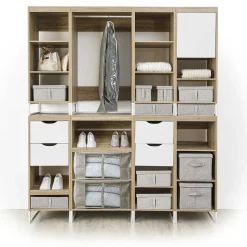 Caixa de arrumação ORGA cinza com tampa