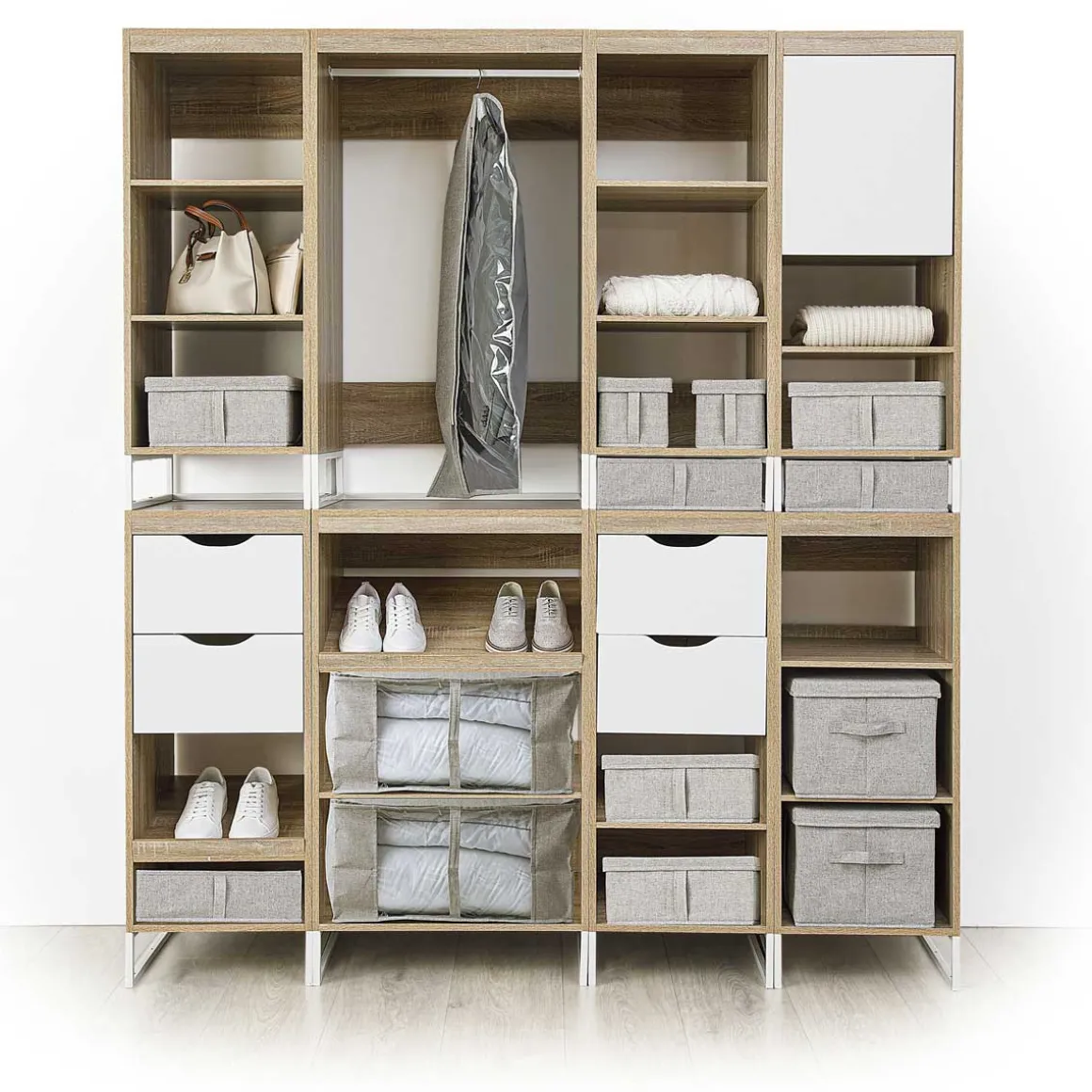 Caixa de arrumação ORGA cinza com tampa