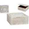 Caixa decorativa branca perfurada em madeira 16,5x19,5cm