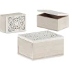 Caixa decorativa branca perfurada em madeira 16x11cm