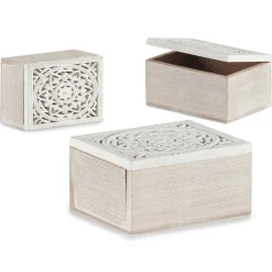 Caixa decorativa branca perfurada em madeira 16x11cm