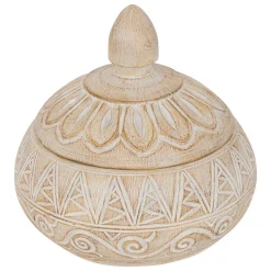 Caixa decorativa ORIENTAL 15,5cm bege em poliresina