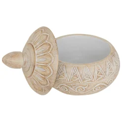Caixa decorativa ORIENTAL 15,5cm bege em poliresina
