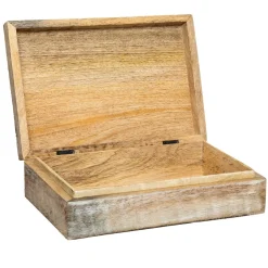 Caixa decorativa ritual bege em madeira mango 7,5x25cm