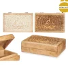 Caixa em madeira mango com decoração buda 21,5cm