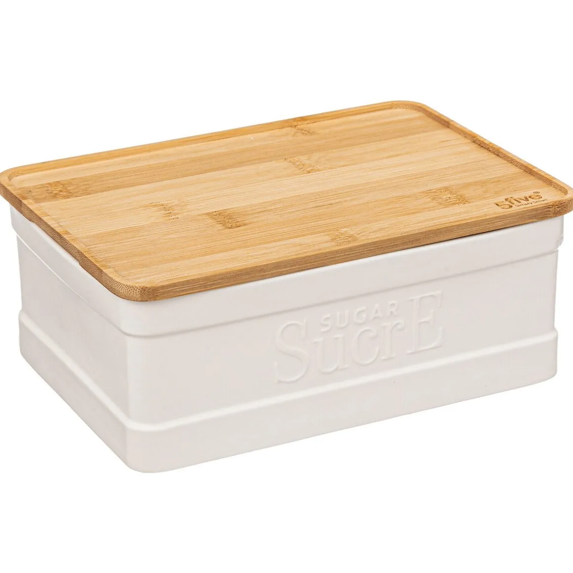 Caixa Para Açucar Natureo Branca Com Tampa Em Bambu