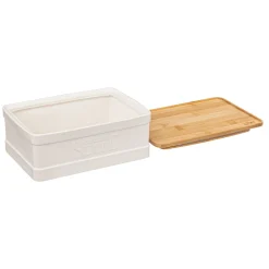 Caixa Para Açucar Natureo Branca Com Tampa Em Bambu
