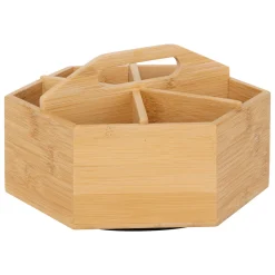 Caixa para chá giratória com 6 compartimentos de bambu 12,5x19,3x22cm