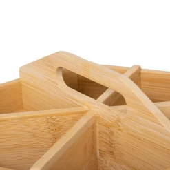 Caixa para chá giratória com 6 compartimentos de bambu 12,5x19,3x22cm