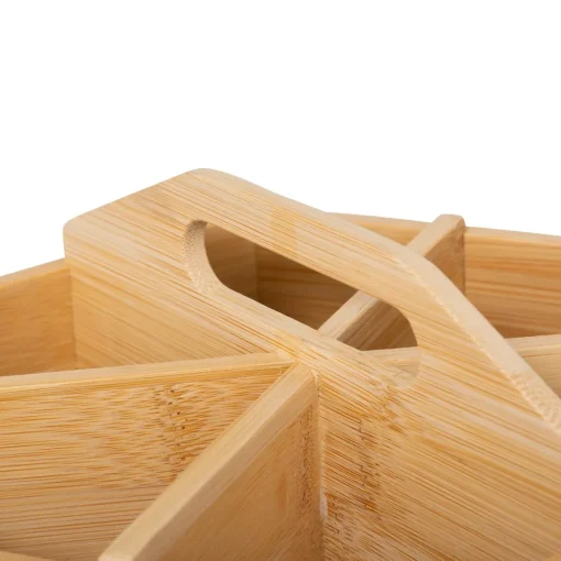 Caixa para chá giratória com 6 compartimentos de bambu 12,5x19,3x22cm