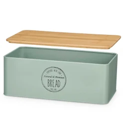 Caixa para pão verde em metal 33x18x12cm