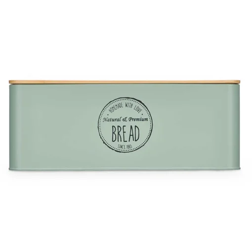 Caixa para pão verde em metal 33x18x12cm