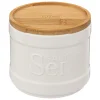 Caixa para sal NATUREO branca com tampa em bambu