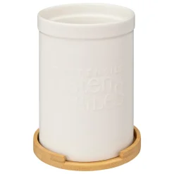 Caixa para utensílios NATUREO branca com base em bambu