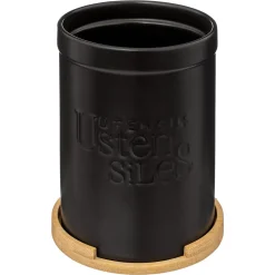 Caixa para utensílios NATUREO preta com base em bambu