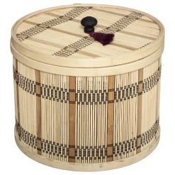Caixa redonda NAM NAM em bambu 25cm