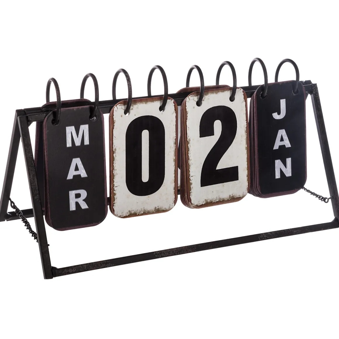 Calendário VINTAGE preto e branco em metal