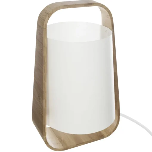 Candeeiro de mesa branco em bambu