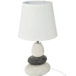 Candeeiro de mesa CLARY marfim com 3 pedras em cerâmica