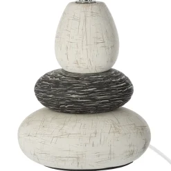 Candeeiro de mesa CLARY marfim com 3 pedras em cerâmica