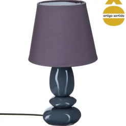 Candeeiro de mesa com 3 pedras em cerâmica